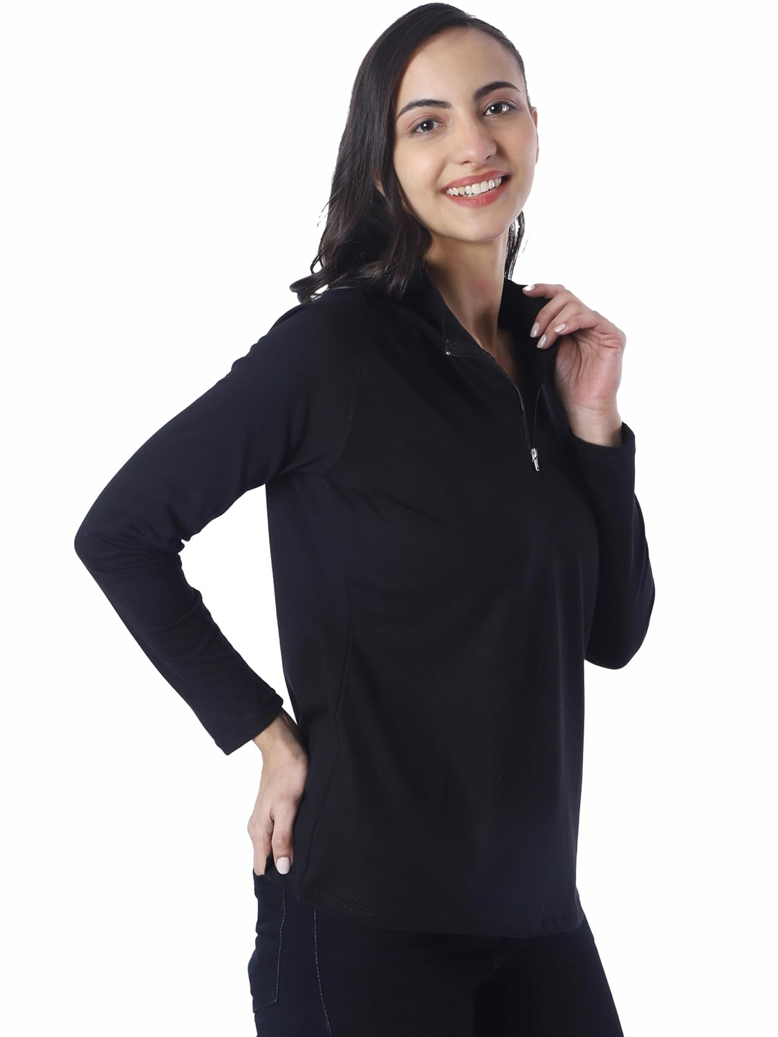 London Hills Women's Long-Sleeve Zip-Neck T-Shirt - Image 3