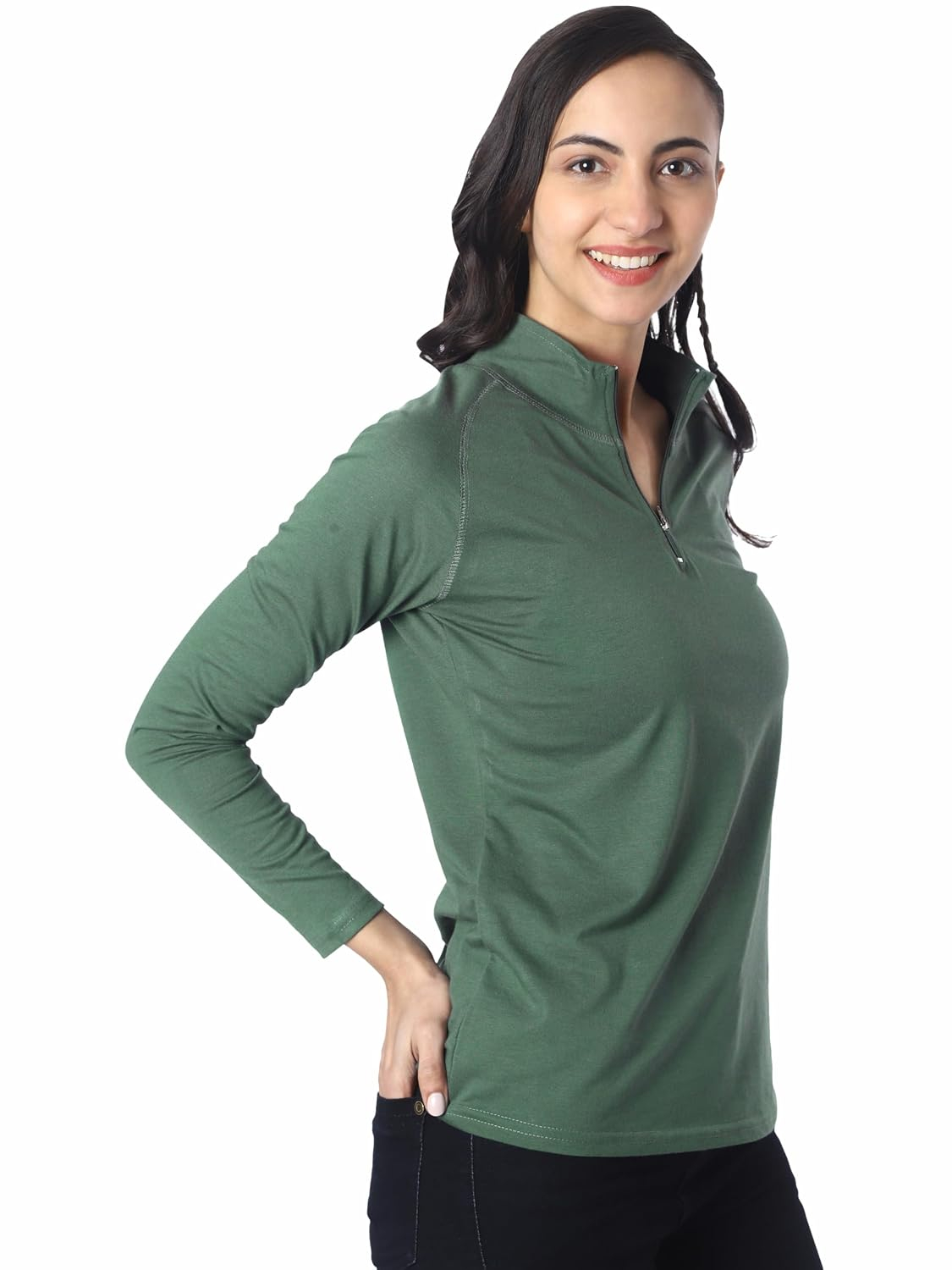 London Hills Women's Long-Sleeve Zip-Neck T-Shirt - Image 11