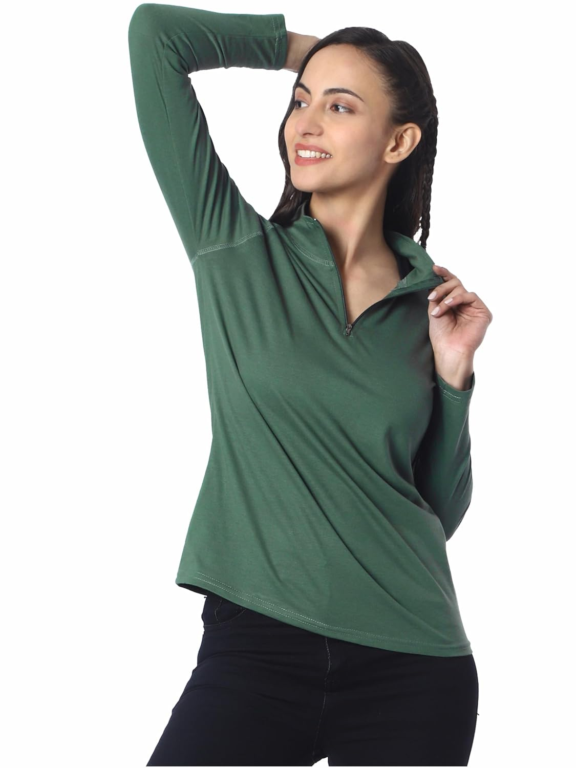 London Hills Women's Long-Sleeve Zip-Neck T-Shirt - Image 12