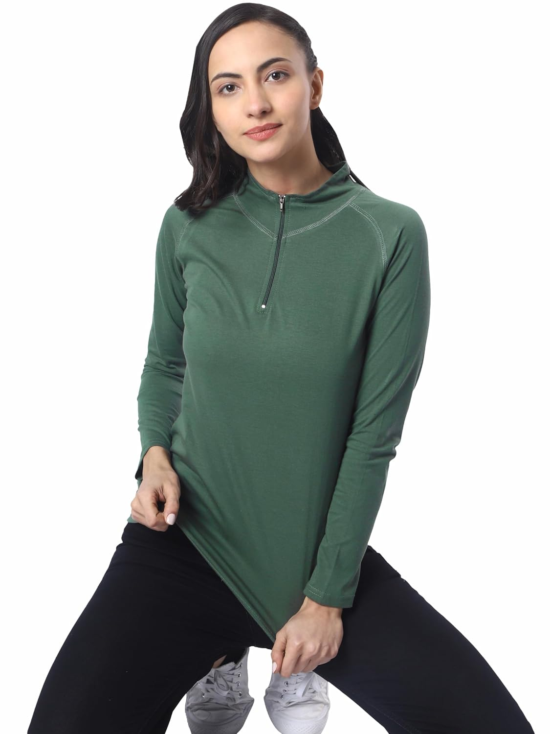 London Hills Women's Long-Sleeve Zip-Neck T-Shirt - Image 13