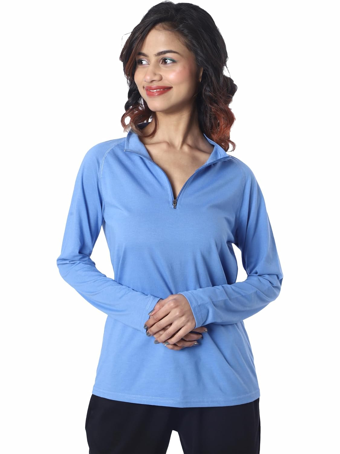 London Hills Women's Long-Sleeve Zip-Neck T-Shirt - Image 15