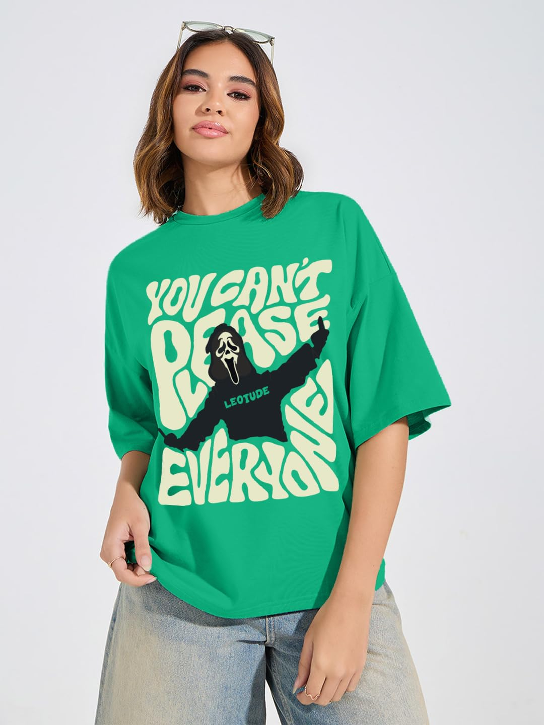 LEOTUDE Women's Boston-Print Drop-Shoulder T-Shirt - Image 11