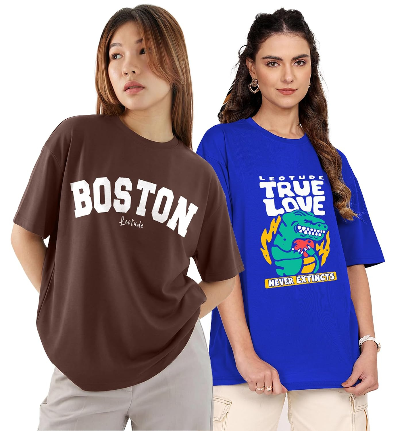 LEOTUDE Women's Boston-Print Drop-Shoulder T-Shirt - Image 21