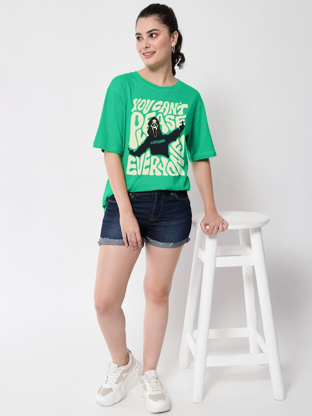 LEOTUDE Women's Boston-Print Drop-Shoulder T-Shirt - Image 37