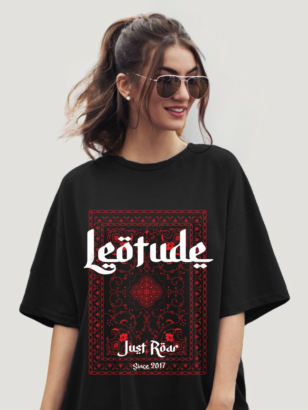 LEOTUDE Women's Boston-Print Drop-Shoulder T-Shirt - Image 50
