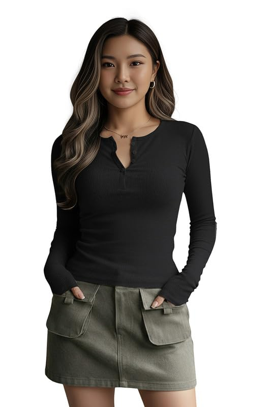 Dream Beauty Fashion Women's Long-Sleeve Henley Top