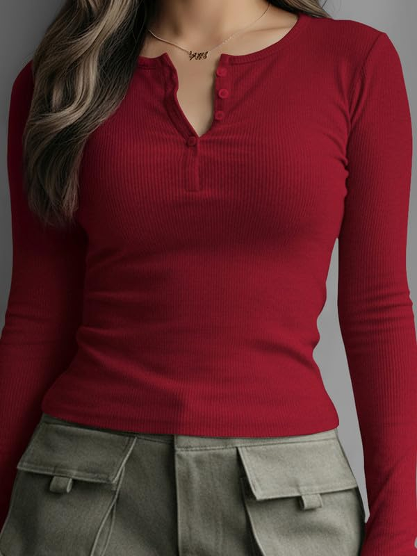 Dream Beauty Fashion Women's Long-Sleeve Henley Top - Image 15