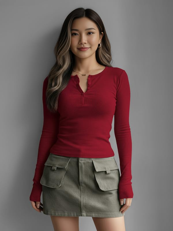 Dream Beauty Fashion Women's Long-Sleeve Henley Top - Image 16