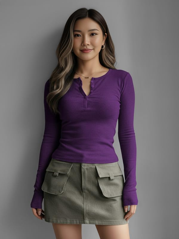 Dream Beauty Fashion Women's Long-Sleeve Henley Top - Image 34