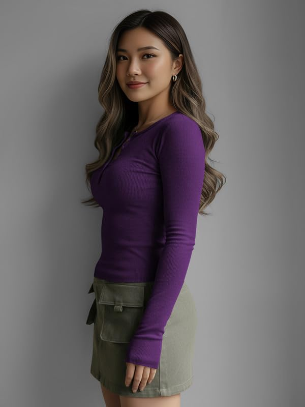 Dream Beauty Fashion Women's Long-Sleeve Henley Top - Image 35