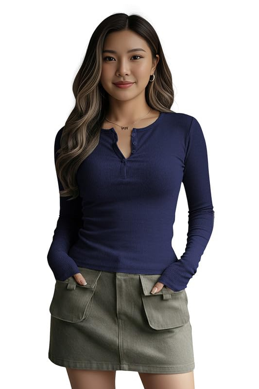 Dream Beauty Fashion Women's Long-Sleeve Henley Top - Image 43