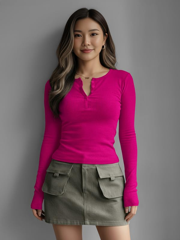 Dream Beauty Fashion Women's Long-Sleeve Henley Top - Image 52