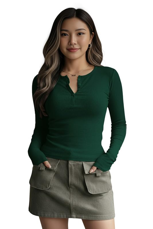 Dream Beauty Fashion Women's Long-Sleeve Henley Top - Image 55