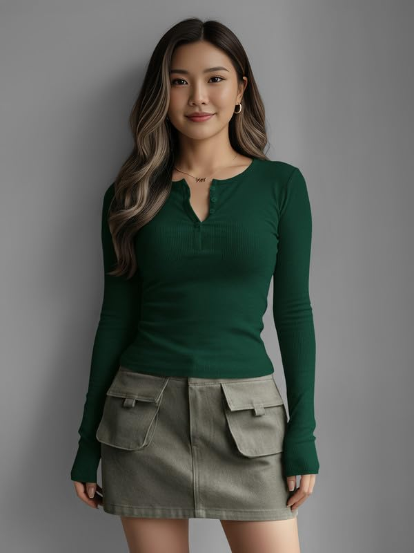 Dream Beauty Fashion Women's Long-Sleeve Henley Top - Image 58