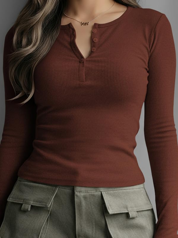 Dream Beauty Fashion Women's Long-Sleeve Henley Top - Image 63
