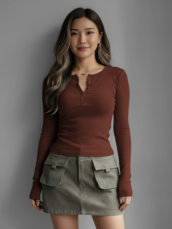 Dream Beauty Fashion Women's Long-Sleeve Henley Top - Image 64