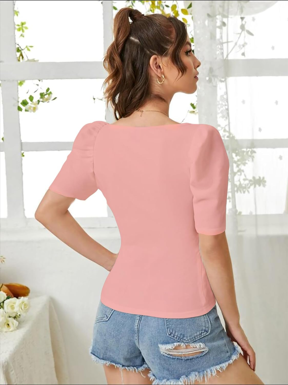Dream Beauty Fashion Women's Sweetheart-Neck Puff-Sleeve Top - Image 16