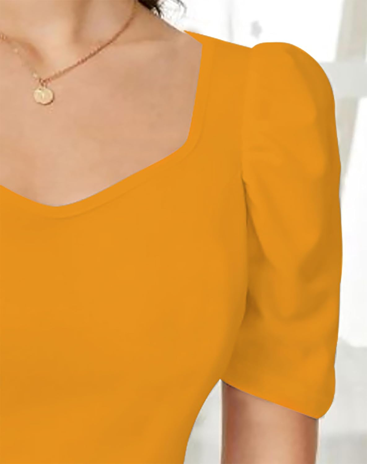 Dream Beauty Fashion Women's Sweetheart-Neck Puff-Sleeve Top - Image 54