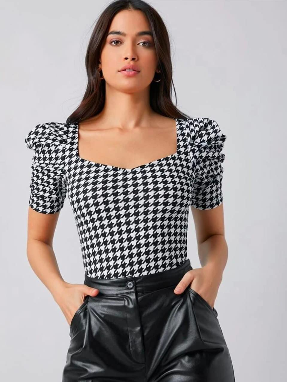 Dream Beauty Fashion Women's Sweetheart-Neck Puff-Sleeve Top - Image 67