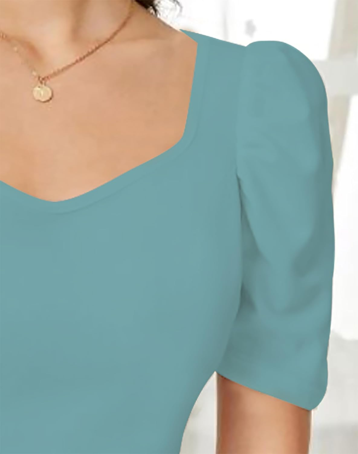 Dream Beauty Fashion Women's Sweetheart-Neck Puff-Sleeve Top - Image 80
