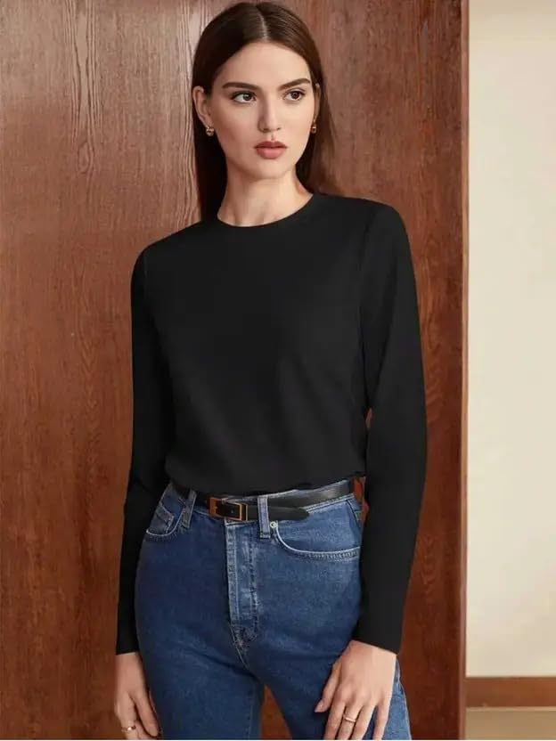 JUNEBERRY Women's Cotton Long-Sleeve Crew-Neck T-Shirt - Image 2