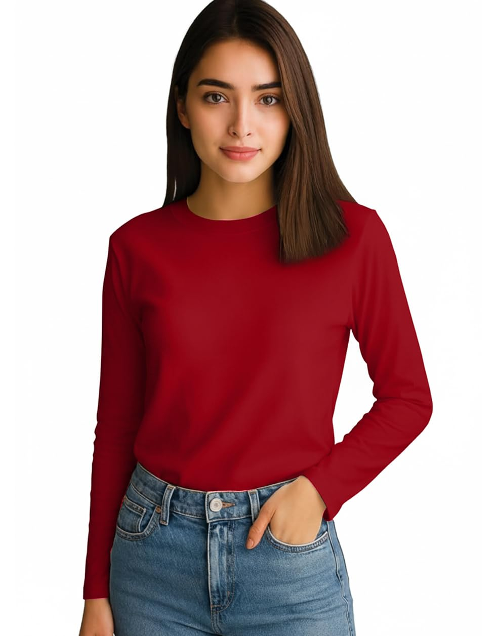 JUNEBERRY Women's Cotton Long-Sleeve Crew-Neck T-Shirt - Image 8