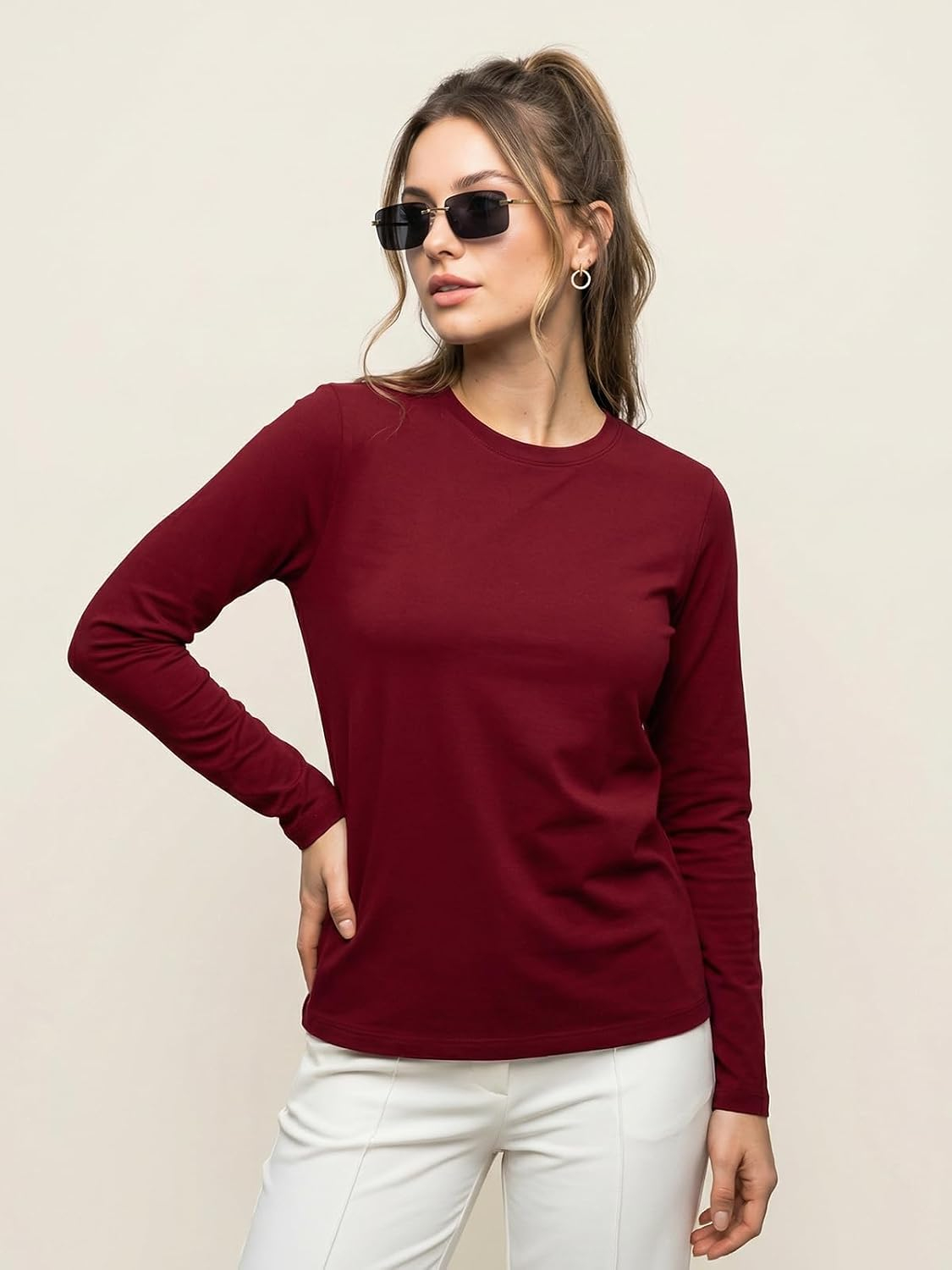 JUNEBERRY Women's Cotton Long-Sleeve Crew-Neck T-Shirt - Image 27