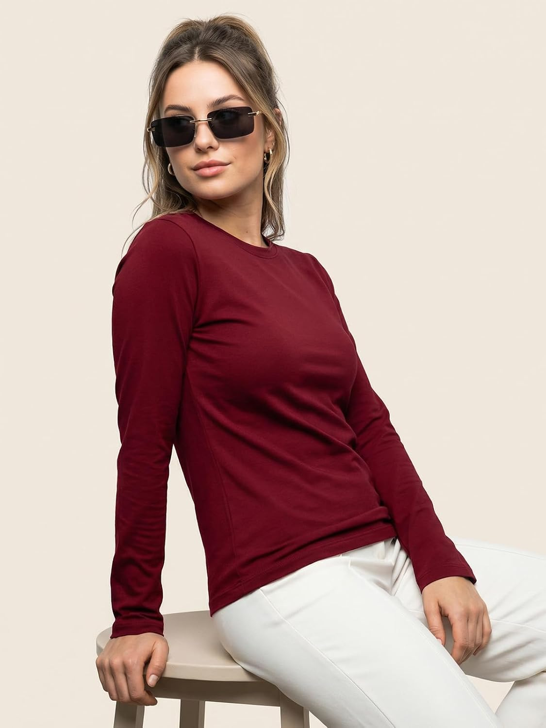 JUNEBERRY Women's Cotton Long-Sleeve Crew-Neck T-Shirt - Image 29