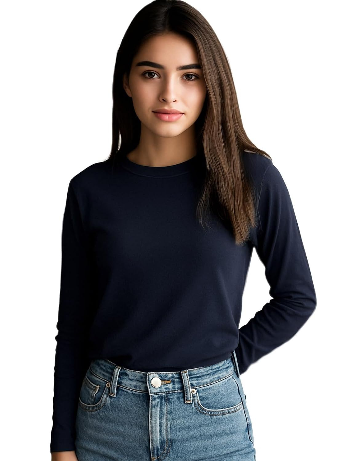 JUNEBERRY Women's Cotton Long-Sleeve Crew-Neck T-Shirt - Image 32
