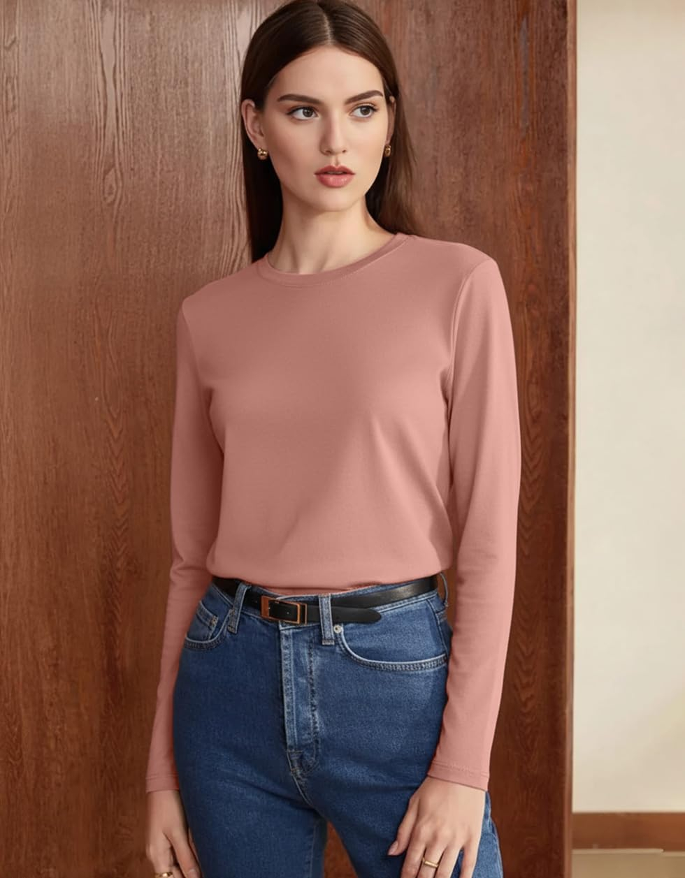 JUNEBERRY Women's Cotton Long-Sleeve Crew-Neck T-Shirt - Image 41