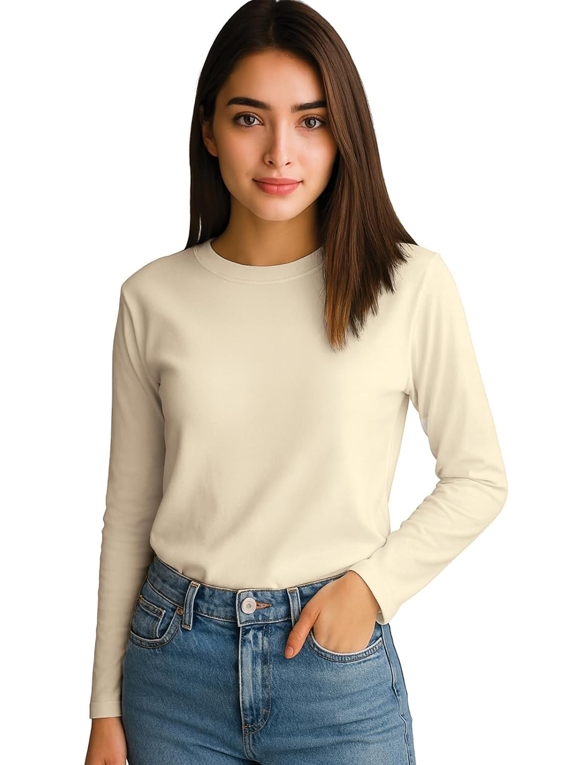 JUNEBERRY Women's Cotton Long-Sleeve Crew-Neck T-Shirt - Image 44