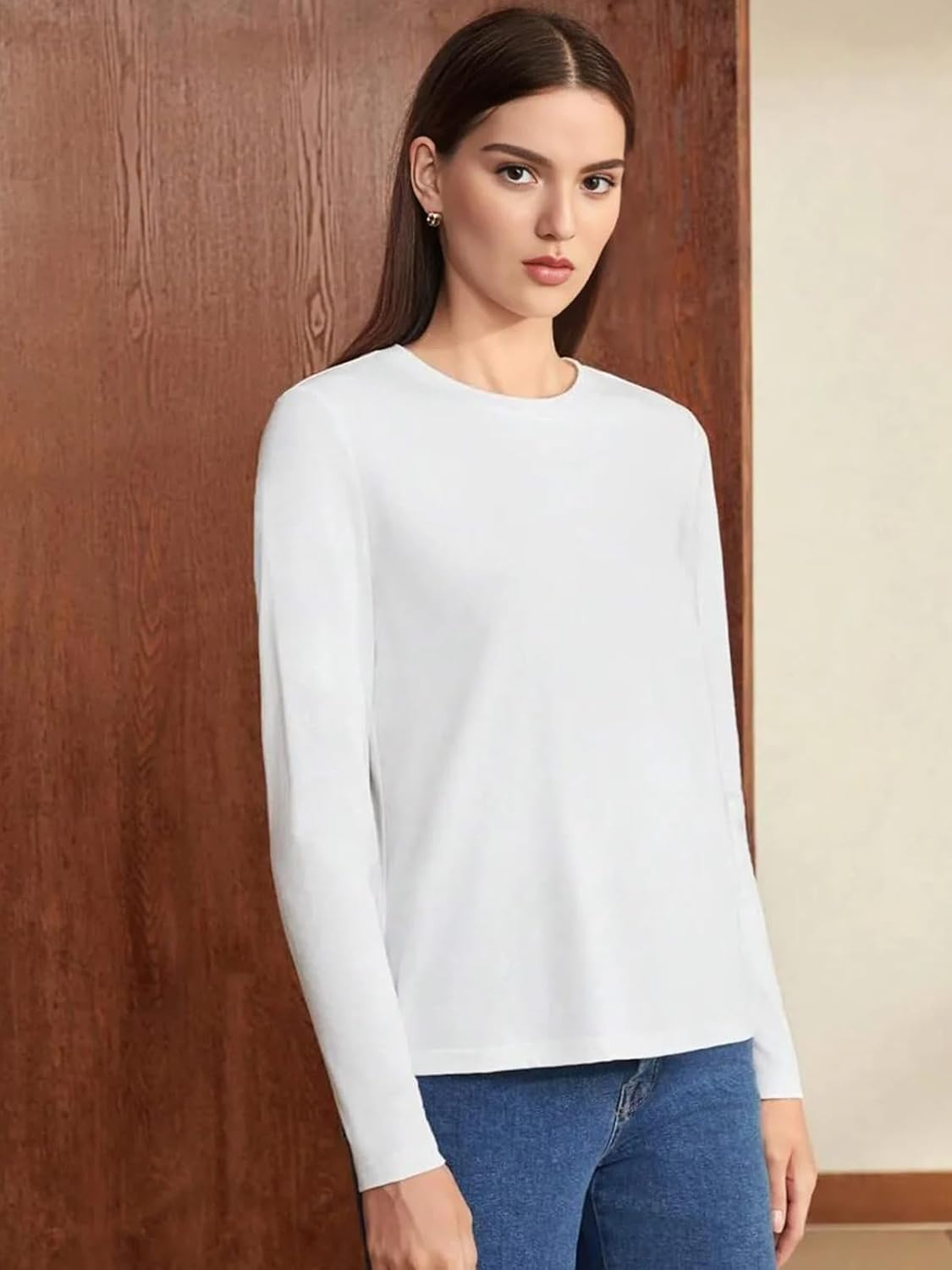 JUNEBERRY Women's Cotton Long-Sleeve Crew-Neck T-Shirt - Image 53