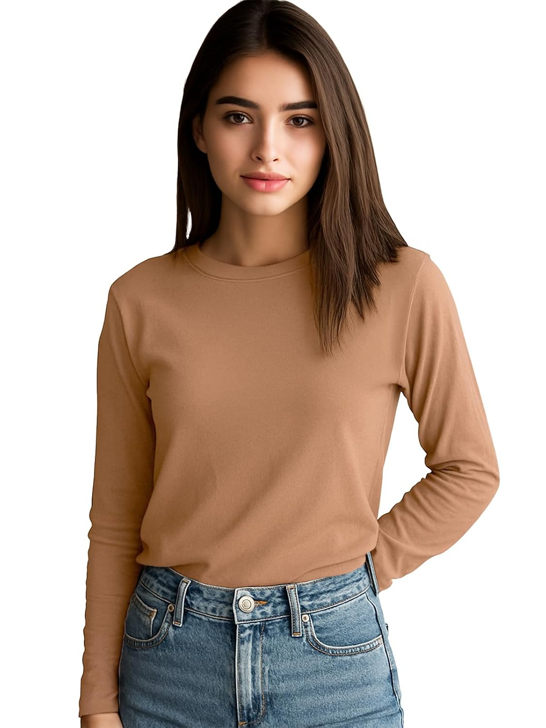 JUNEBERRY Women's Cotton Long-Sleeve Crew-Neck T-Shirt - Image 61