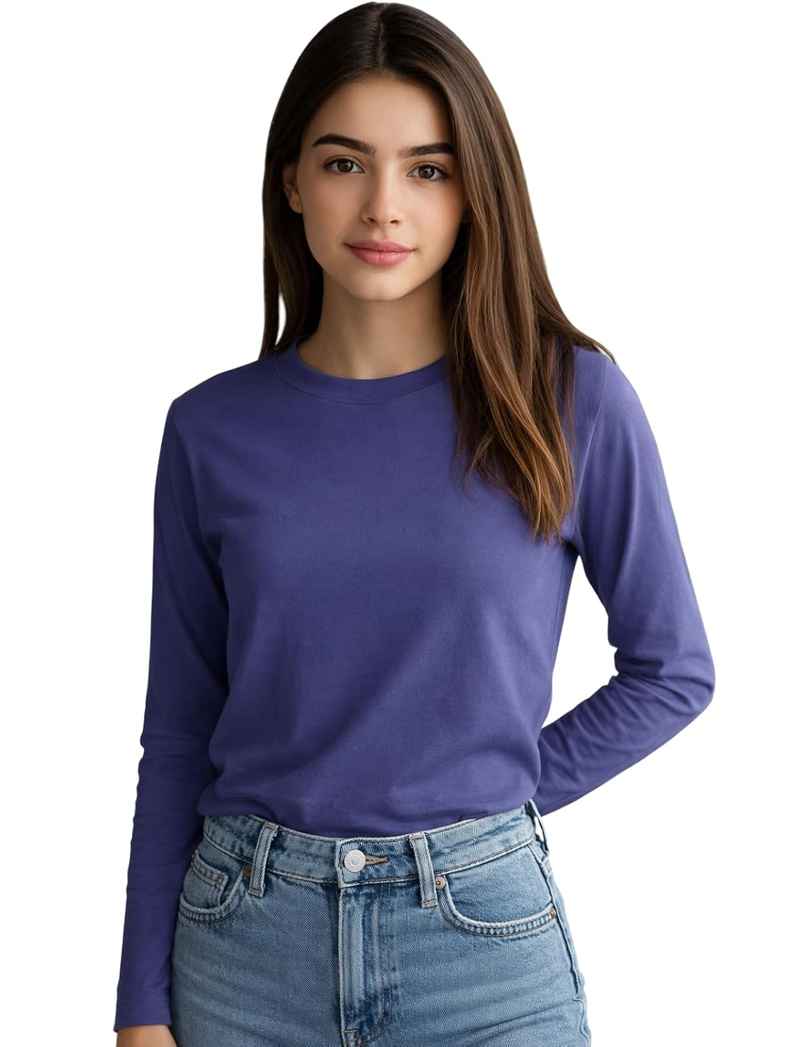 JUNEBERRY Women's Cotton Long-Sleeve Crew-Neck T-Shirt - Image 67