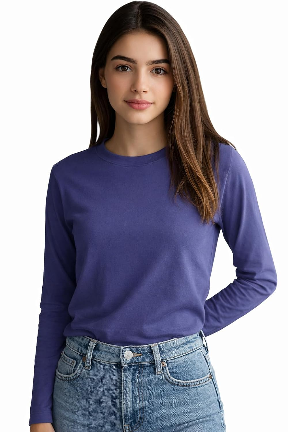 JUNEBERRY Women's Cotton Long-Sleeve Crew-Neck T-Shirt - Image 68