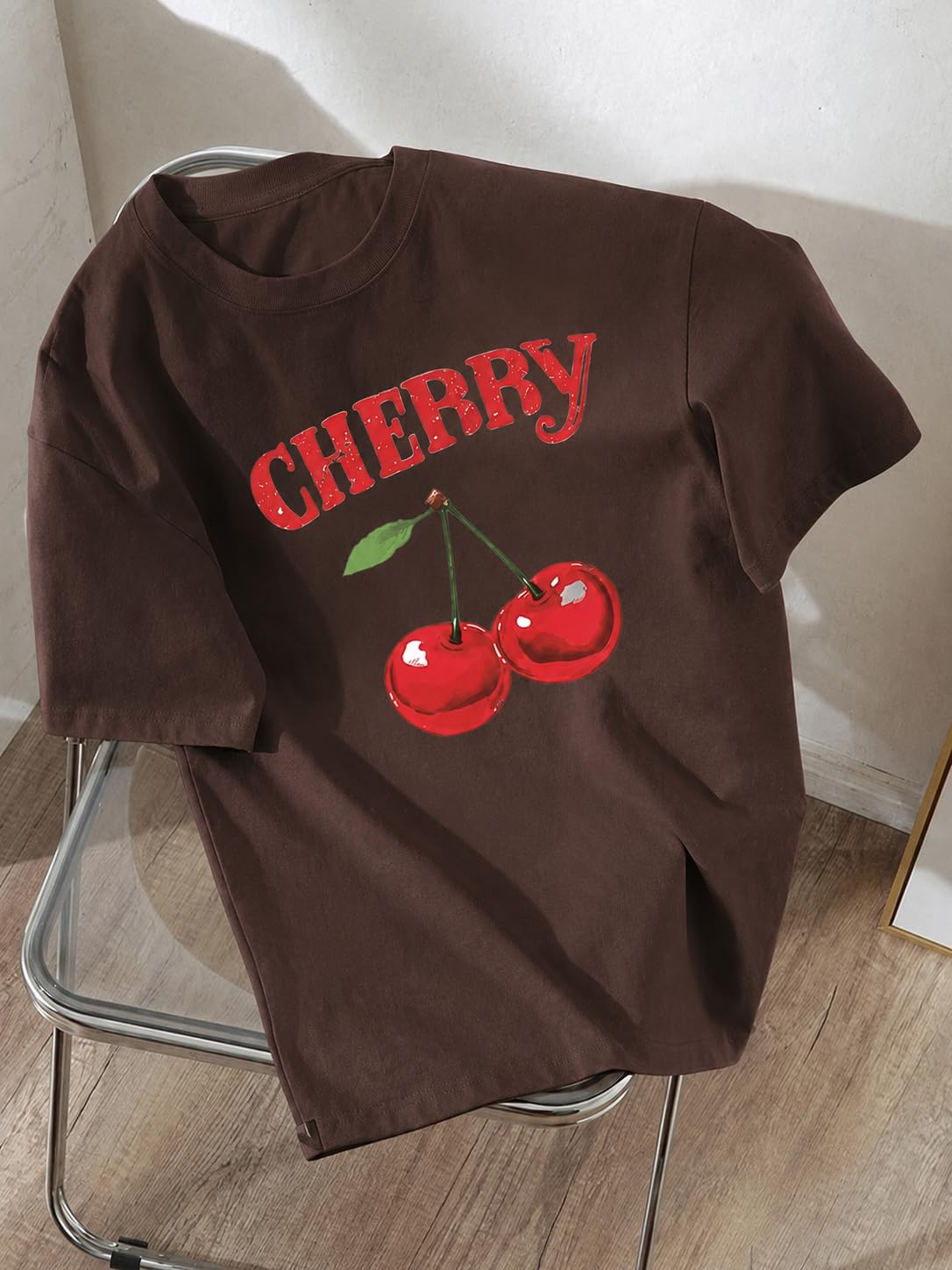 Jawdrobe Women's Cherry-Print Oversized T-Shirt - Image 10