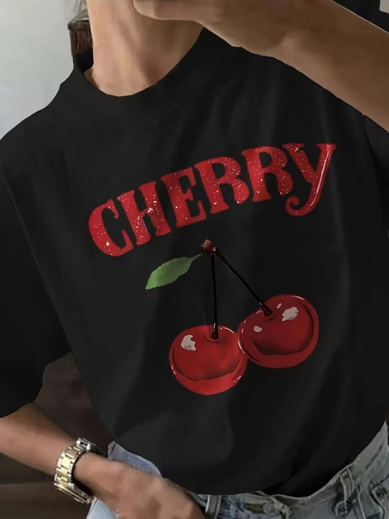 Jawdrobe Women's Cherry-Print Oversized T-Shirt - Image 60