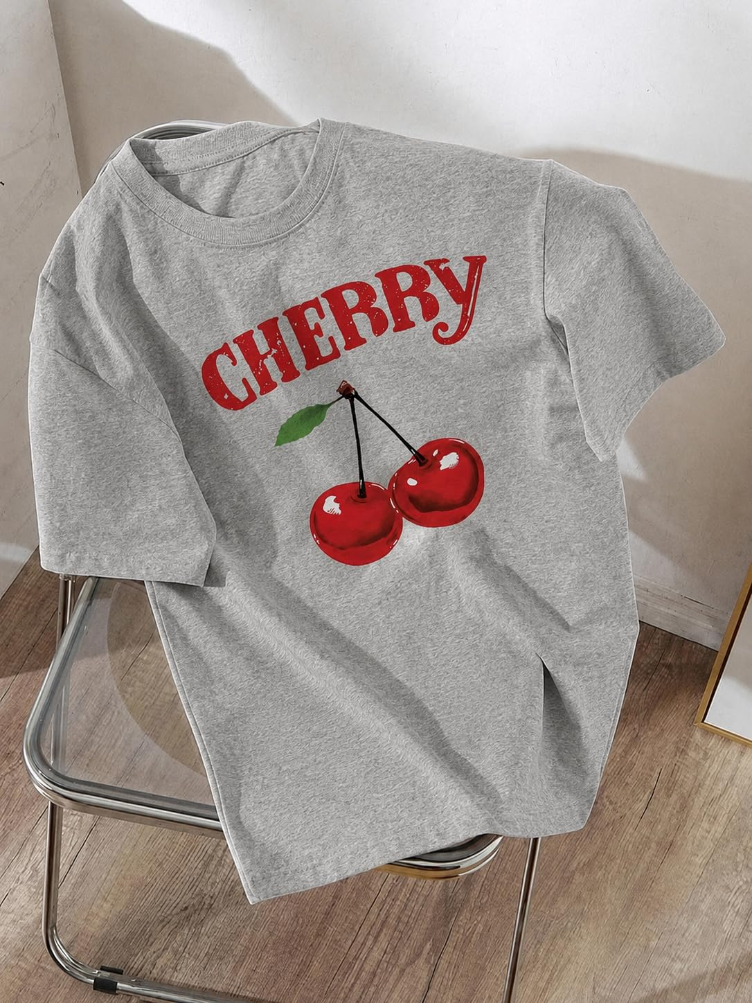 Jawdrobe Women's Cherry-Print Oversized T-Shirt - Image 66