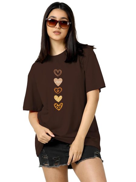TQH Women's Letter-Print Drop-Shoulder T-Shirt