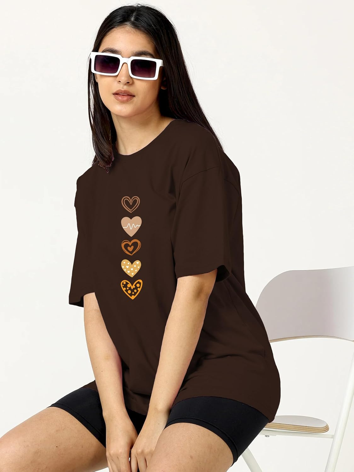 TQH Women's Letter-Print Drop-Shoulder T-Shirt - Image 2