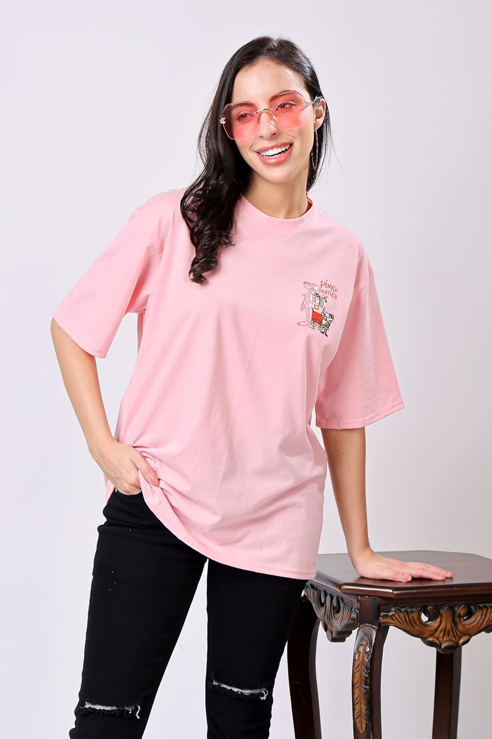 TQH Women's Letter-Print Drop-Shoulder T-Shirt - Image 9