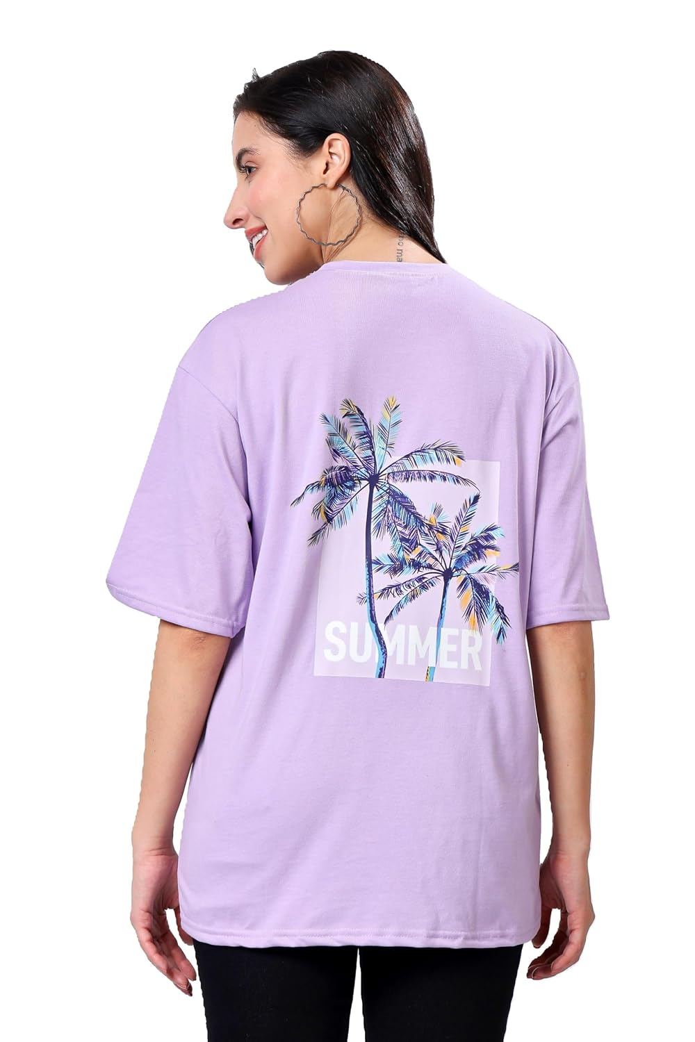 TQH Women's Letter-Print Drop-Shoulder T-Shirt - Image 15