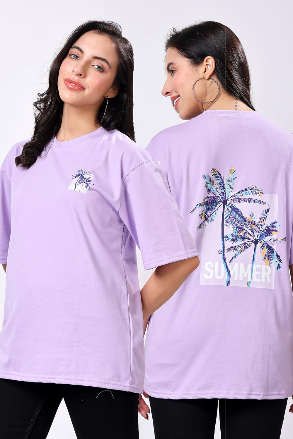 TQH Women's Letter-Print Drop-Shoulder T-Shirt - Image 16