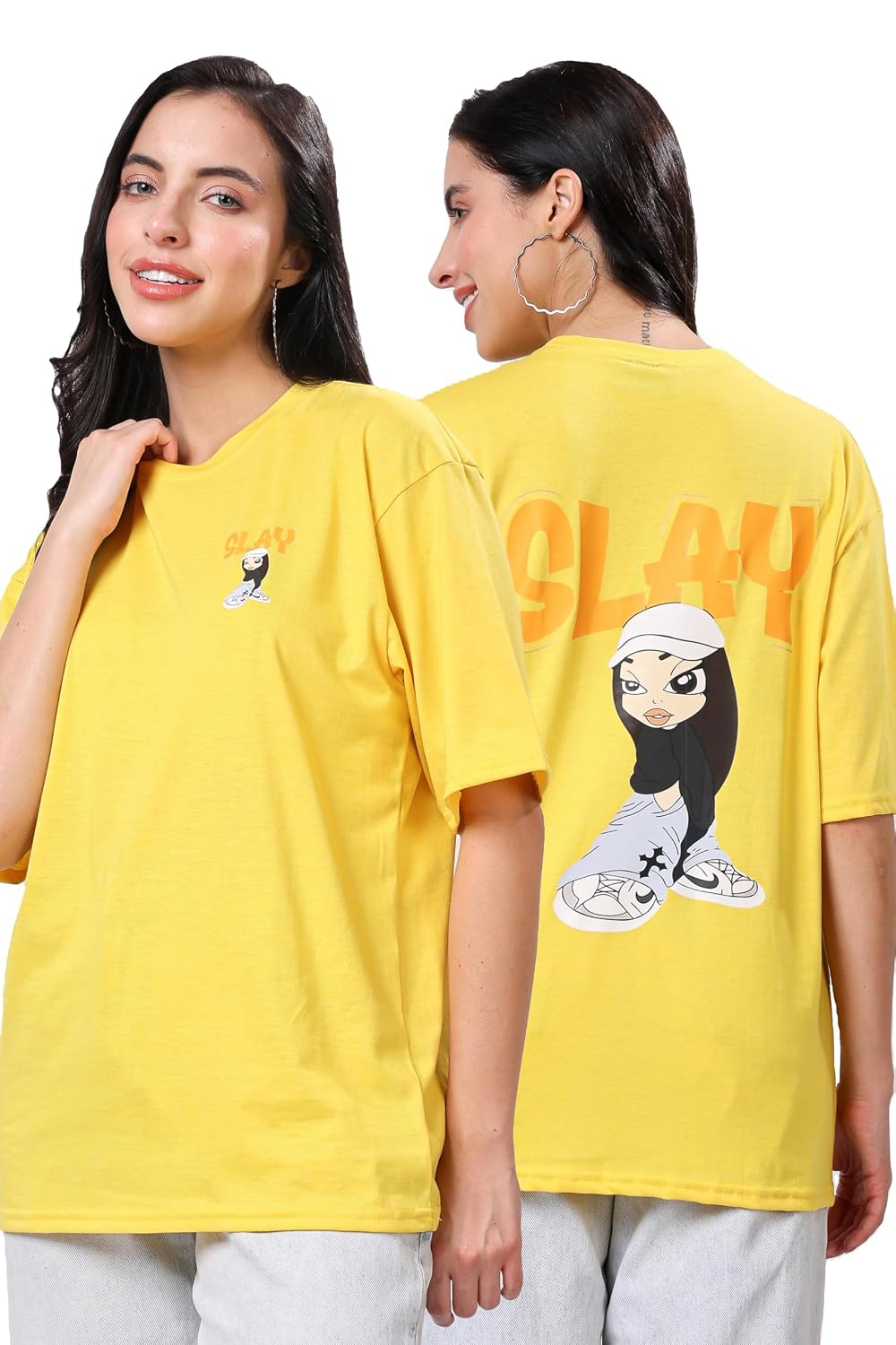 TQH Women's Letter-Print Drop-Shoulder T-Shirt - Image 22