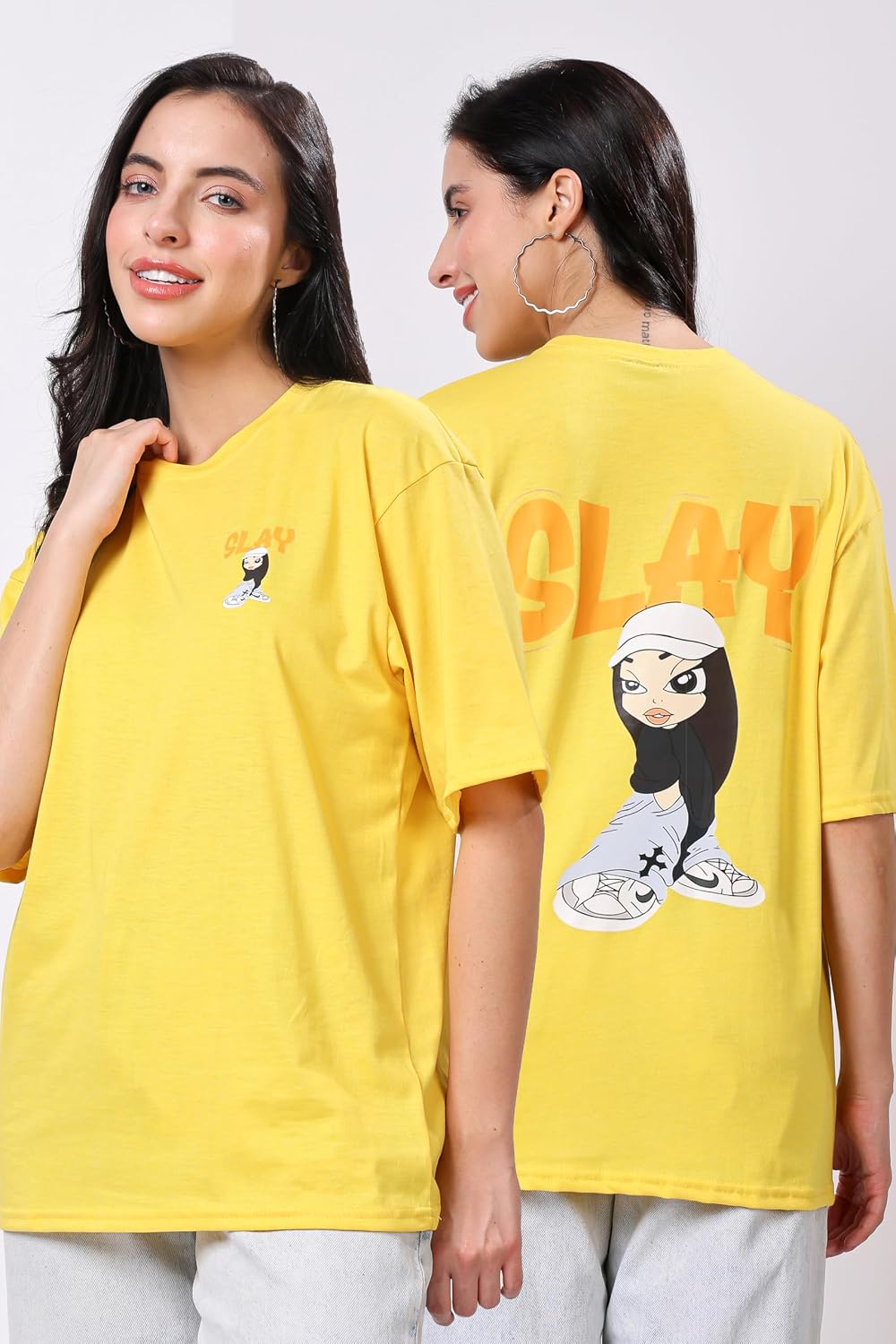 TQH Women's Letter-Print Drop-Shoulder T-Shirt - Image 23