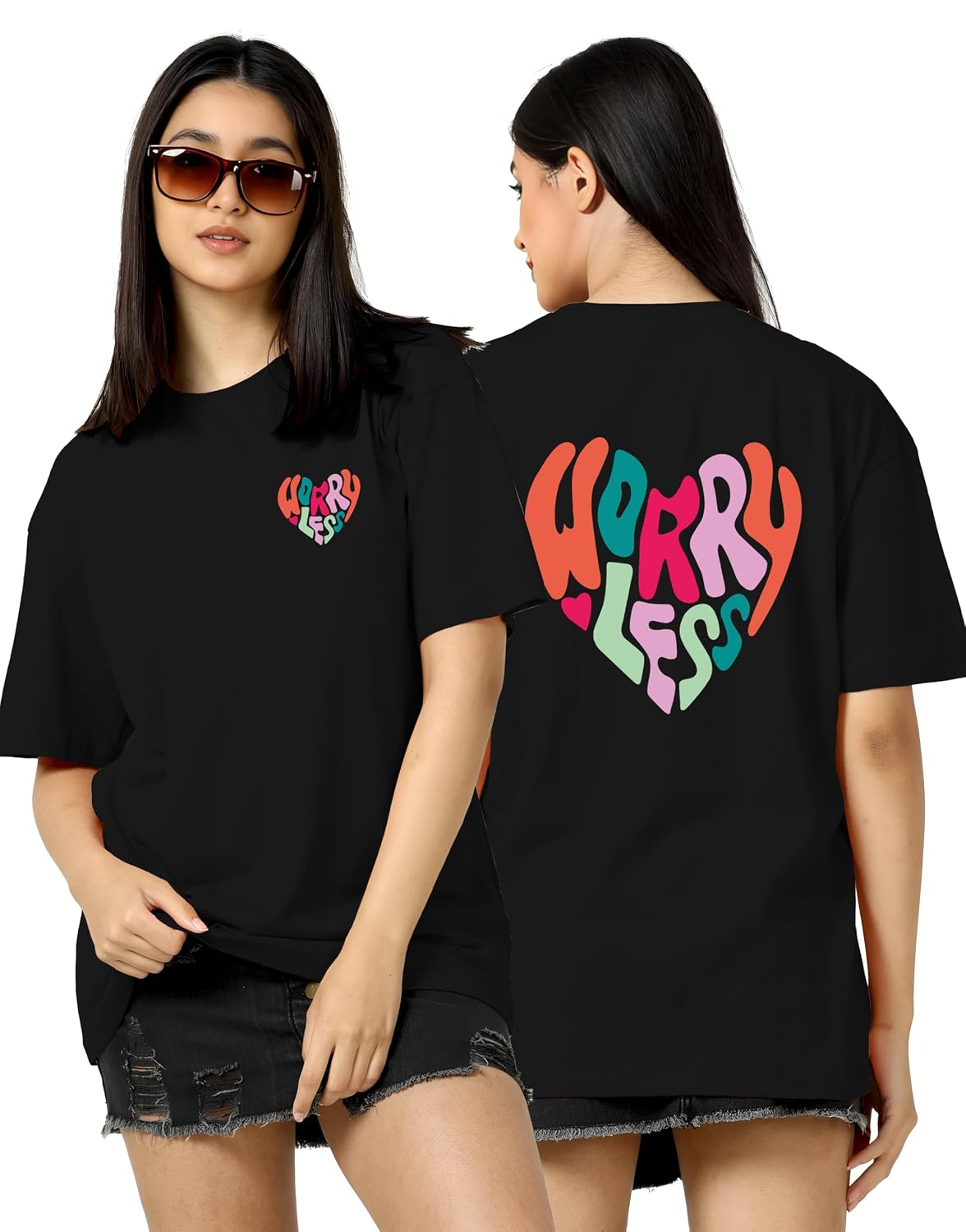 TQH Women's Letter-Print Drop-Shoulder T-Shirt - Image 28