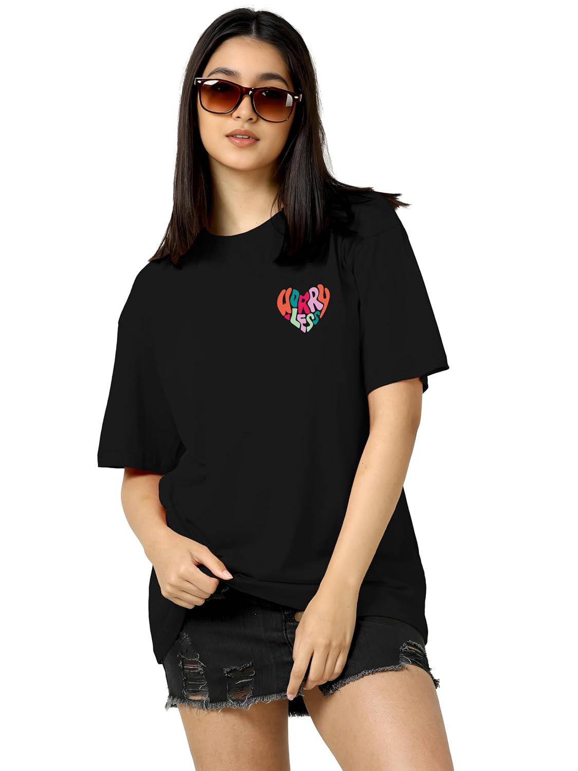 TQH Women's Letter-Print Drop-Shoulder T-Shirt - Image 32