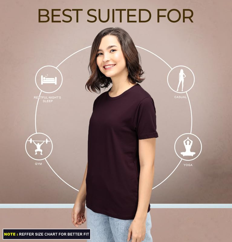 Sleepynuts Women's Solid Round-Neck T-Shirts - Pack of 4 - Image 10