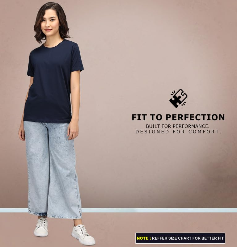 Sleepynuts Women's Solid Round-Neck T-Shirts - Pack of 4 - Image 48