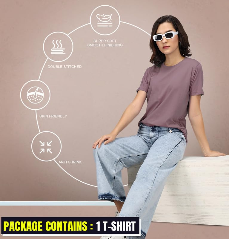 Sleepynuts Women's Solid Round-Neck T-Shirts - Pack of 4 - Image 56